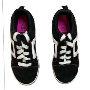 Girls Wonder Nation Canvas Sneakers Memory Foam Black White Pink‎ Girls Size 2